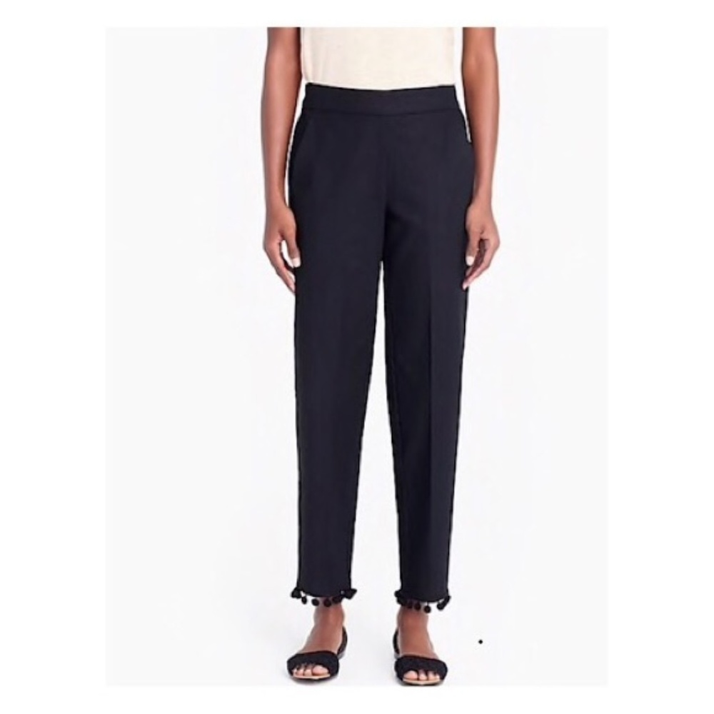 J. Crew Black Linen Pom Pom Pant!